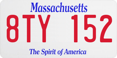 MA license plate 8TY152