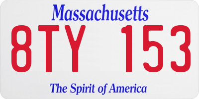 MA license plate 8TY153