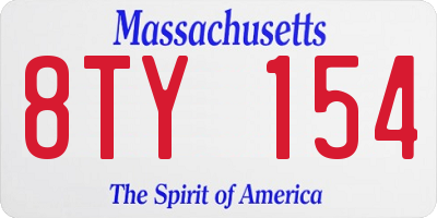 MA license plate 8TY154