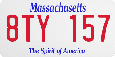 MA license plate 8TY157