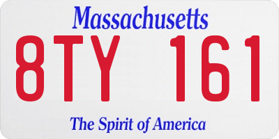 MA license plate 8TY161