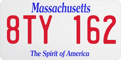 MA license plate 8TY162