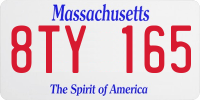 MA license plate 8TY165