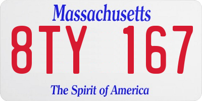 MA license plate 8TY167