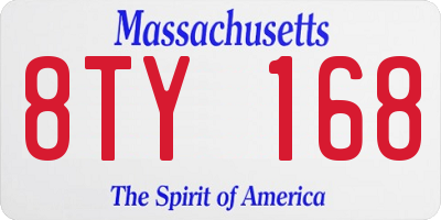MA license plate 8TY168
