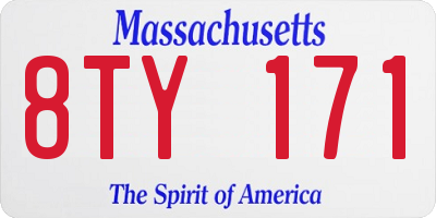 MA license plate 8TY171