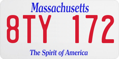 MA license plate 8TY172