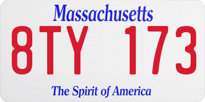 MA license plate 8TY173