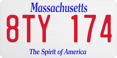 MA license plate 8TY174