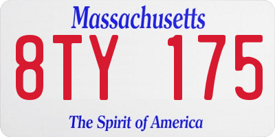 MA license plate 8TY175
