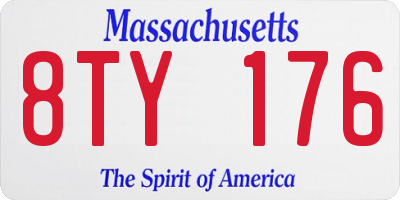 MA license plate 8TY176