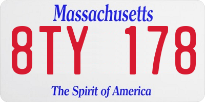MA license plate 8TY178