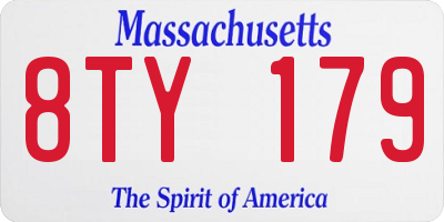 MA license plate 8TY179