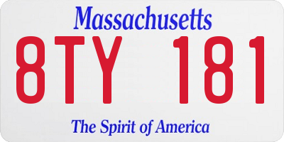 MA license plate 8TY181