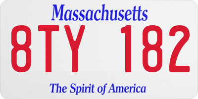 MA license plate 8TY182