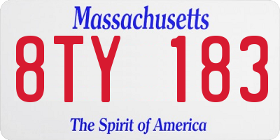 MA license plate 8TY183