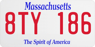MA license plate 8TY186