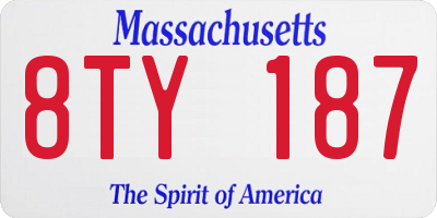 MA license plate 8TY187