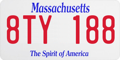 MA license plate 8TY188