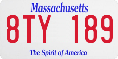 MA license plate 8TY189