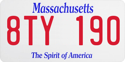 MA license plate 8TY190