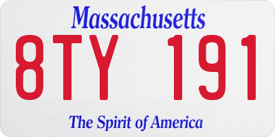 MA license plate 8TY191