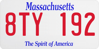 MA license plate 8TY192