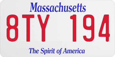 MA license plate 8TY194