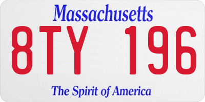 MA license plate 8TY196