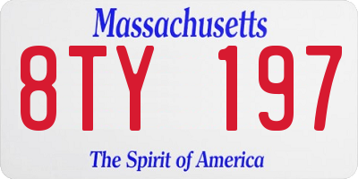 MA license plate 8TY197