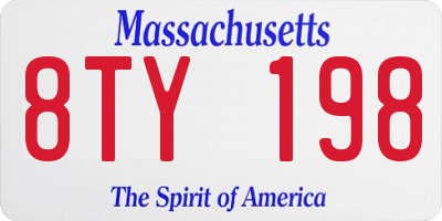 MA license plate 8TY198