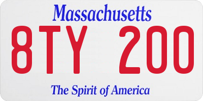 MA license plate 8TY200