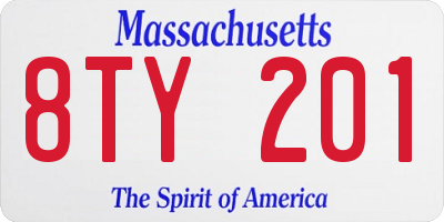 MA license plate 8TY201