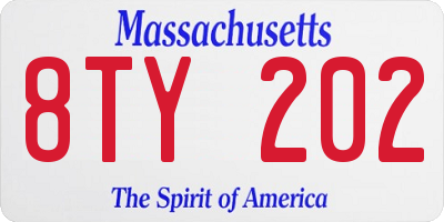 MA license plate 8TY202