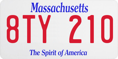 MA license plate 8TY210