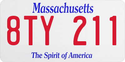 MA license plate 8TY211