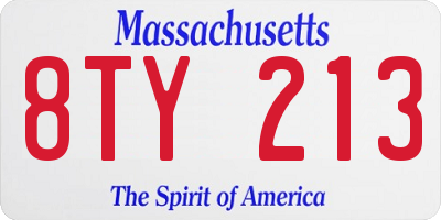 MA license plate 8TY213