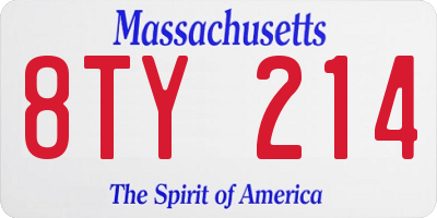 MA license plate 8TY214