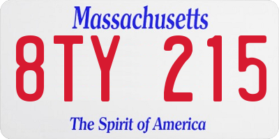 MA license plate 8TY215