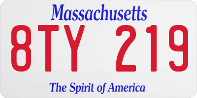 MA license plate 8TY219