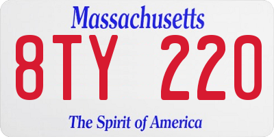 MA license plate 8TY220