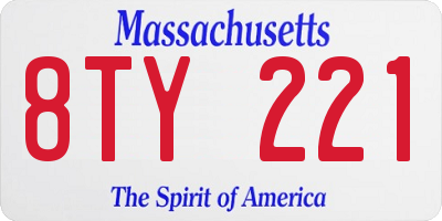 MA license plate 8TY221