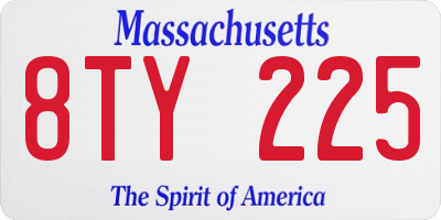 MA license plate 8TY225