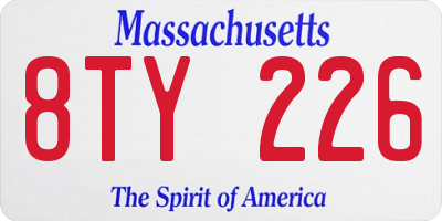 MA license plate 8TY226