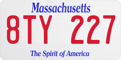 MA license plate 8TY227