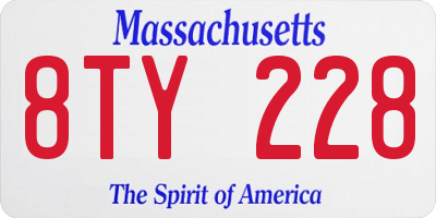 MA license plate 8TY228