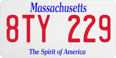 MA license plate 8TY229