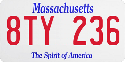 MA license plate 8TY236