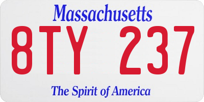 MA license plate 8TY237