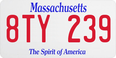 MA license plate 8TY239